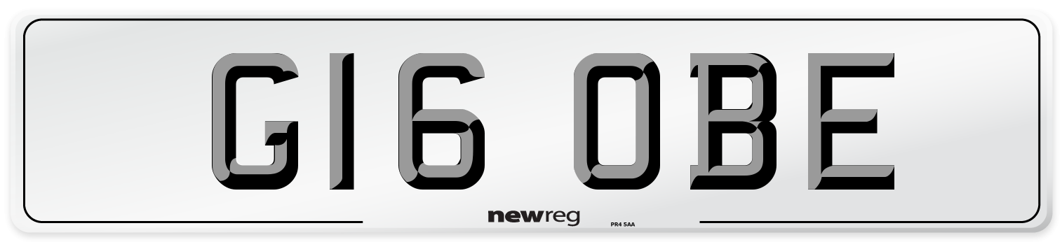 G16 OBE Number Plate from New Reg